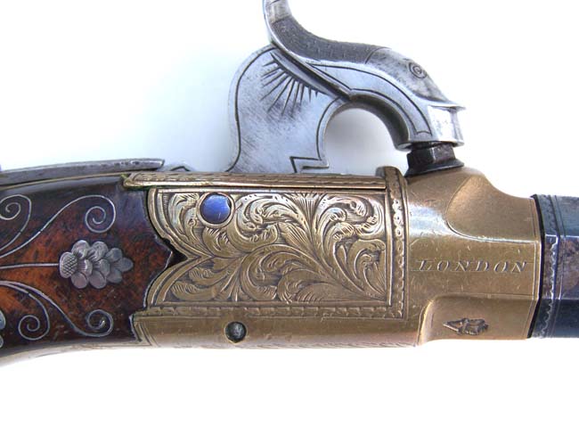 A Beautiful Pair of Silver Inlaid Percussion Pocket Pistols by Smith of London c. 1840 — image 2